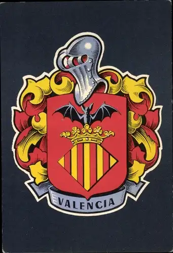 Wappen Ak Valencia Stadt Spanien, Fledermaus, Krone