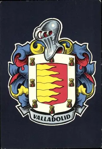 Wappen Ak Valladolid Kastilien und Leon, Stadtwappen, Ritterhelm, Türme