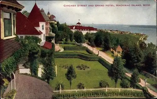 Ak Mackinac Island Michigan USA, Chicago Street und Grand Hotel