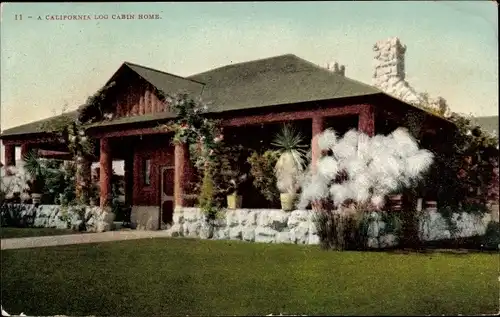 Ak Pasadena, Kalifornien, USA, Blockhaushaus in Kalifornien