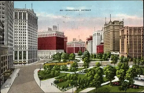 Ak Detroit Michigan USA, Innenstadt, Eaton Tower, Hotel Tuller, David Whitney Building