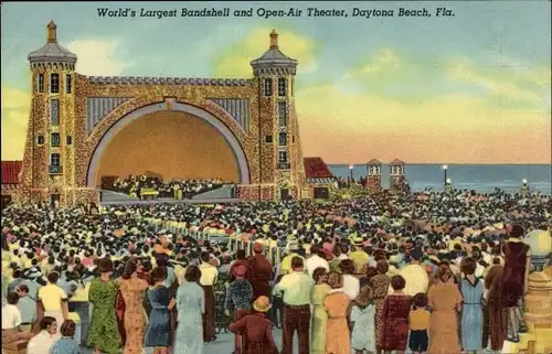 Ak Daytona Beach, Florida, USA, größte Konzertmuschel und Open-Air-Theater der Welt