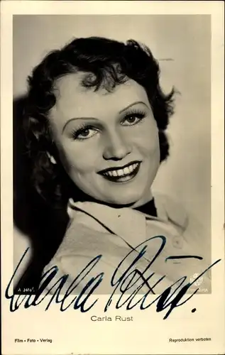 Ak Schauspielerin Carla Rust, Portrait, Autogramm
