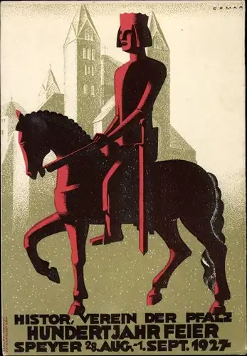 Künstler Ak Semar, Speyer am Oberrhein, Historischer Verein der Pfalz, 100-Jahr-Feier 1927
