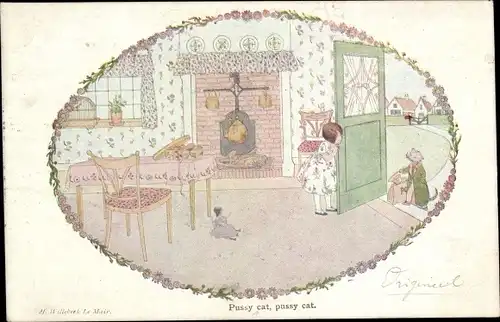 Künstler Ak Willebeek Le Mair, Old Nursery Rhymes, Pussy Cat, Pussy Cat