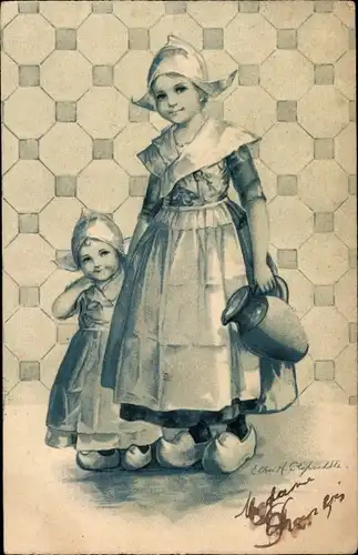 Künstler Ak Clapsaddle, Mädchen in niederländischen Trachten