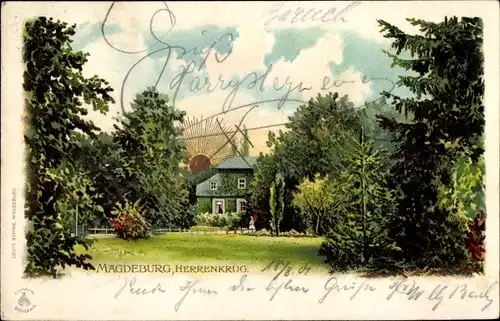 Sonnenschein Litho Herrenkrug Magdeburg in Sachsen Anhalt, Park