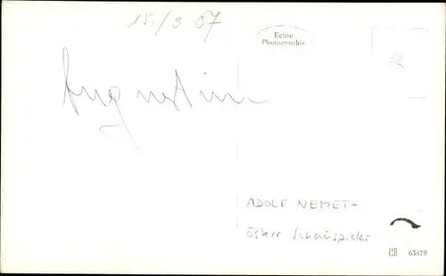 Ak Schauspieler Adolf Nemeth, Portrait mit Bierkrug, Autogramm