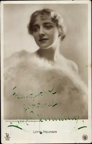 Ak Schauspielerin Lotte Neumann, Portrait, Autogramm, RPH 94/2