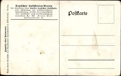 Künstler Ak Eckenbrecher, Themistokles, Antwerpen, Deutscher Luftflotten-Verein, Zeppelin