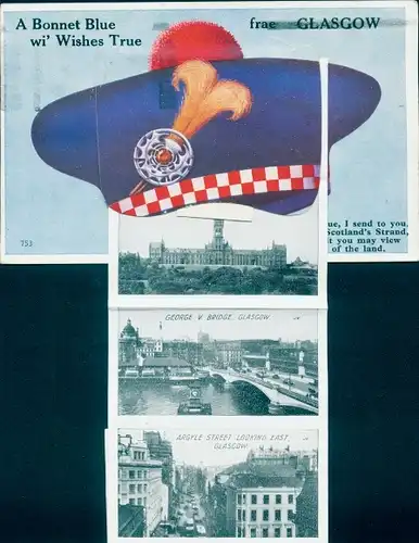Leporello Ak Glasgow Schottland, Stadtansichten