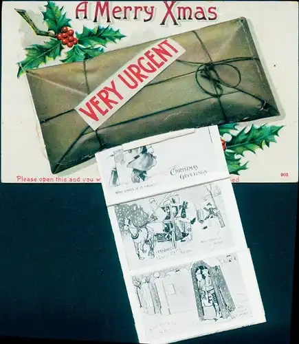 Leporello Ak Glückwunsch Weihnachten, Kutsche, Schottische Soldaten