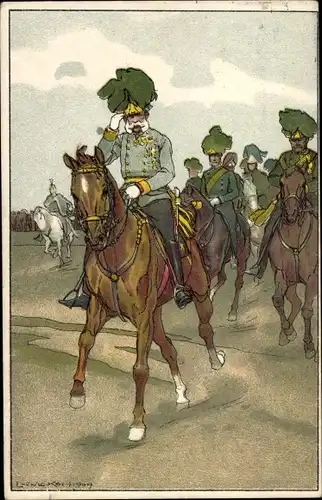 Künstler Ak Kaiser Franz Joseph I. zu Pferde