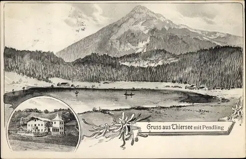 Künstler Ak Thiersee in Tirol, Panorama mit Pendling