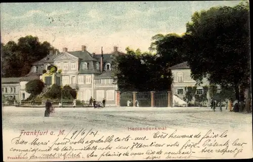 Ak Frankfurt am Main, Hessendenkmal, Straßenpartie