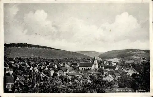 Ak Maring Noviand an der Mosel, Blick über die Dächer, Kirche