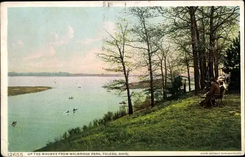 Ak Toledo Ohio USA, Den Maumee hinauf vom Walbridge Park