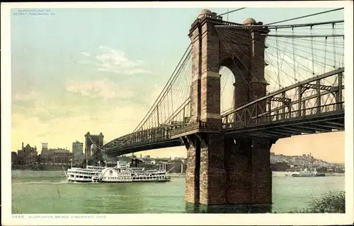 Ak Cincinnati Ohio USA, Hängebrücke
