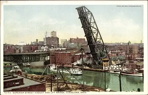 Ak Cleveland Ohio USA, Superior Street Viaduct, Lift Bridge