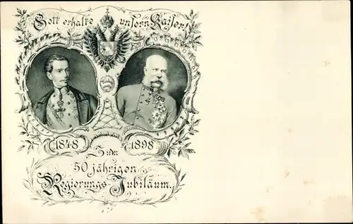 Wappen Ak Kaiser Franz Joseph I., 50 jähriges Regierungs-Jubiläum 1898