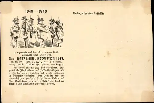 Künstler Ak Blum, Hans, Revolution 1848, Bürgerwehr auf dem Exerzierplatz