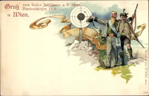 Litho Wien, Kaiser-Jubiläums- und Österreichisches Bundesschießen 1898, Jäger, Zielscheibe