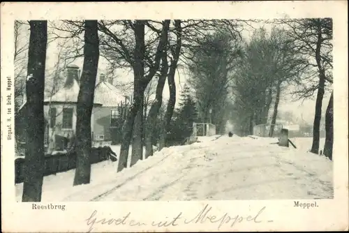 Ak Meppel Drenthe Niederlande, Reestbrug, Winter