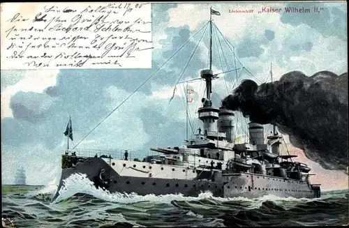 Ak Deutsches Kriegsschiff, SMS Kaiser Wilhelm II., Linienschiff, Kaiserliche Marine