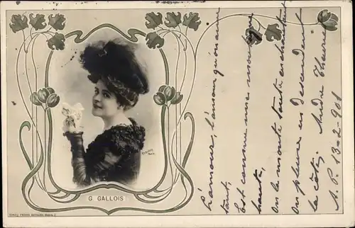 Ak Schauspielerin G. Gallois, Portrait
