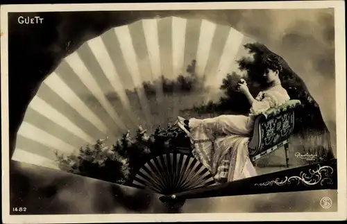 Ak Schauspielerin Guett, Portrait, Fächer