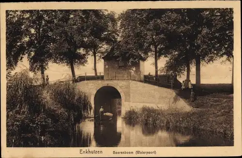 Ak Enkhuizen Nordholland Niederlande, Boerenboom Waterpoort, Brücke