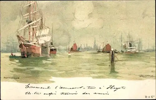 Künstler Litho Cassiers, H., Amsterdam Nordholland Niederlande, Hafen