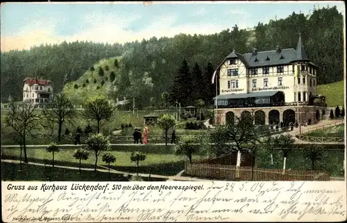 Ak Lückendorf Oybin Oberlausitz, Kurhaus Lückendorf, Passanten