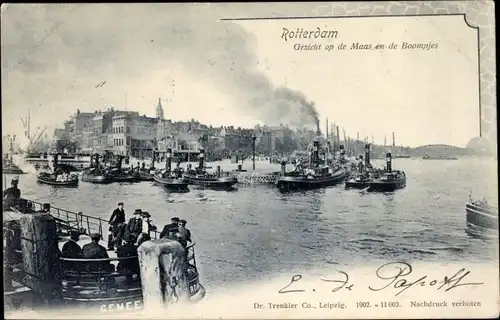 Ak Rotterdam Südholland Niederlande, Blick auf die Maas und die Boompjes