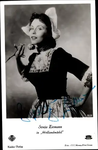 Ak Schauspielerin Sonja Ziemann, Hollandmädel, Portrait, Autogramm