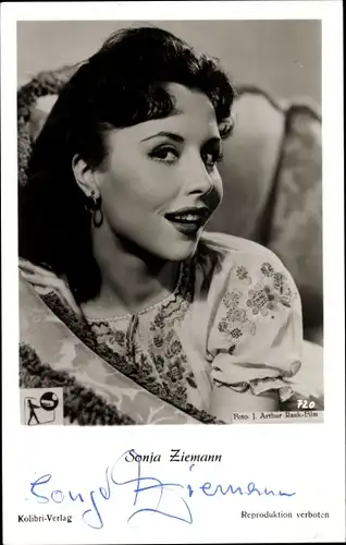 Ak Schauspielerin Sonja Ziemann, Portrait, Autogramm