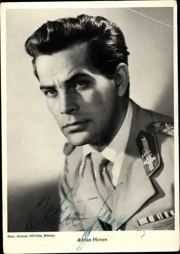 Ak Schauspieler Adrian Hoven, Portrait, Uniform, Autogramm