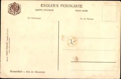 Ak Großenhain Sachsen, Marienkirche, Altar