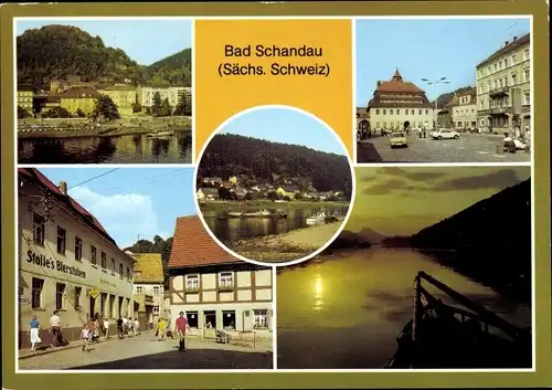 Ak Bad Schandau Sächsische Schweiz, Markt, Poststraße, Dampferanlegestelle, Elbpartie