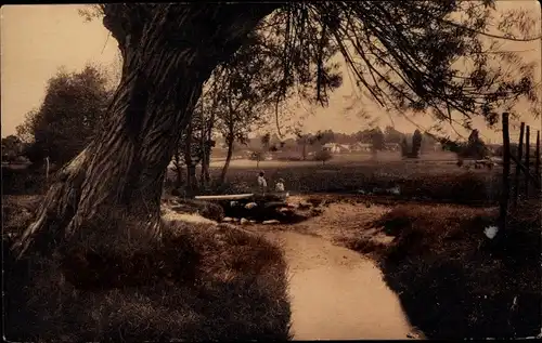 Ak Galluis Yvelines, Strand und der Bach von Lieutel