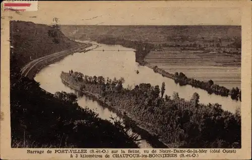 Ak Port Villez Yvelines Frankreich, Staudamm an der Seine