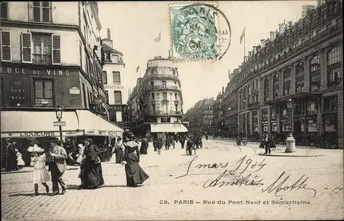 Ak Paris I Louvre, Rue du Pont Neuf und Samaritaine