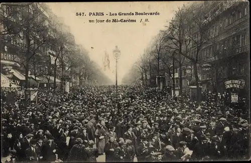 Ak Paris IX., Die Grands Boulevards an einem Mi-Fastentag