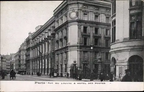 Ak Paris I., Rue du Louvre, Hotel des Postes