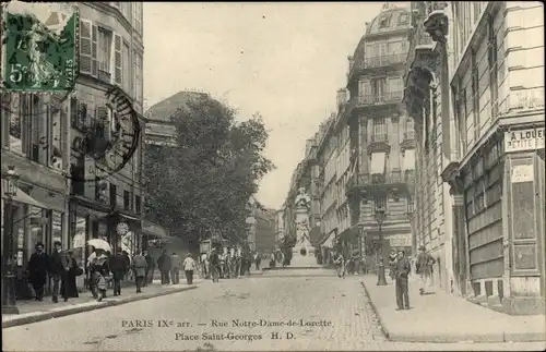 Ak Paris IX., Rue Notre-Dame-de-Lorette, Place Saint-Georges