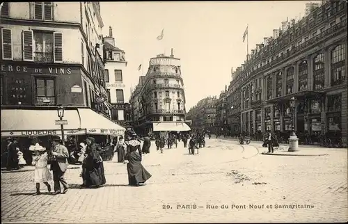 Ak Paris I Louvre, Rue du Pont Neuf und Samaritaine