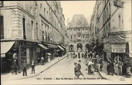 Ak Paris IV., Rue de Birague, Rue Saint-Antoine
