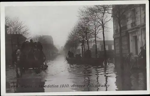 Ak Paris XV., Überschwemmung 1910, Avenue Felix-Faure