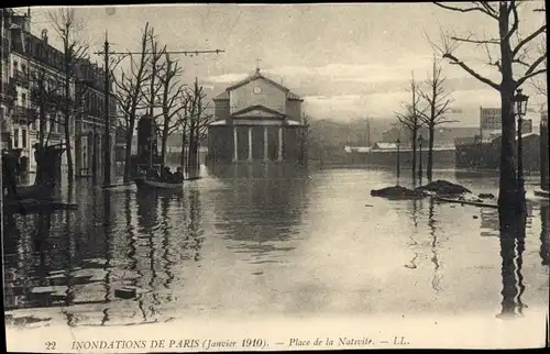 Ak Überschwemmungen von Paris 1910, Place de la Nativity