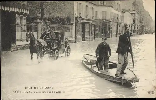 Ak Paris VI., Seine-Flut, Rue de Grenelle